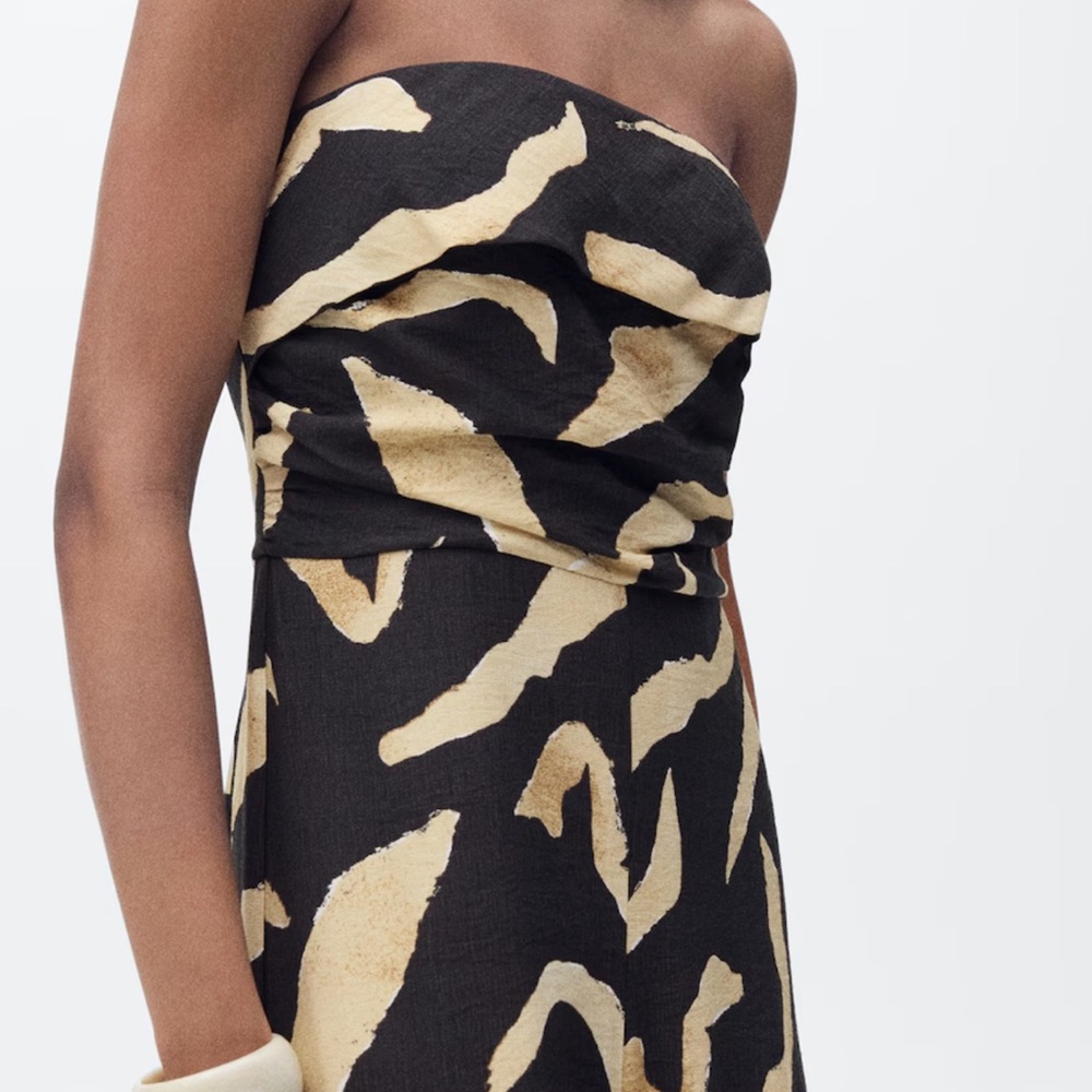 Mango Strapless Black and Tan Jumpsuit
